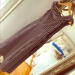 Black and white striped banana republic midi dress